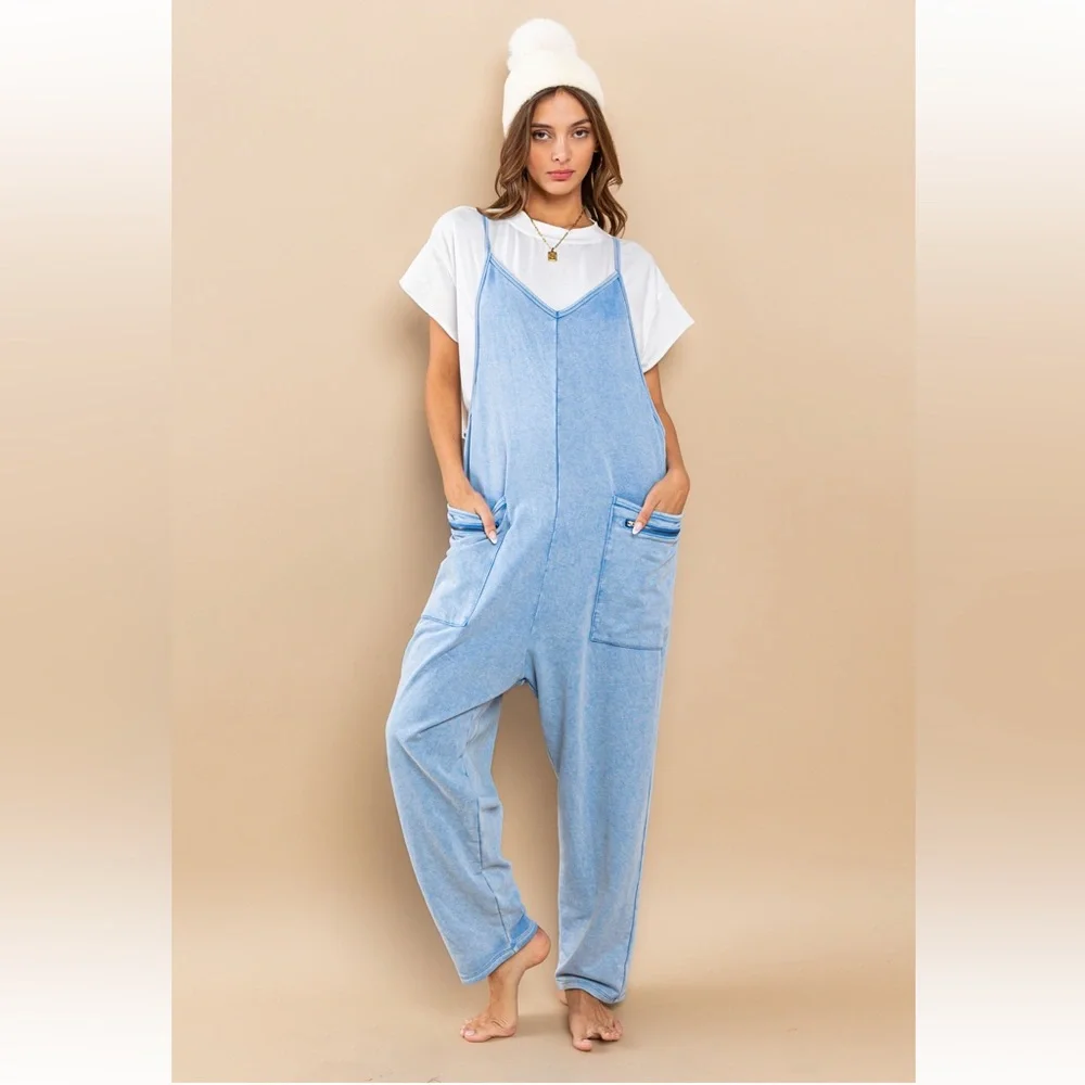 07 Mineral Washed French Terry Harem Jumpsuit - Picture 4 of 7